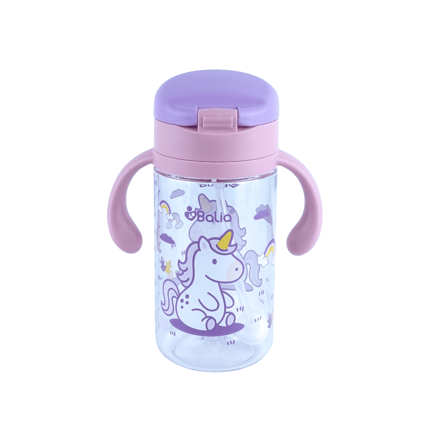 Botella de Tritan™ 5001 antiderrame con bombilla Unicornio de Balia, ideal para la hidratación del bebé.