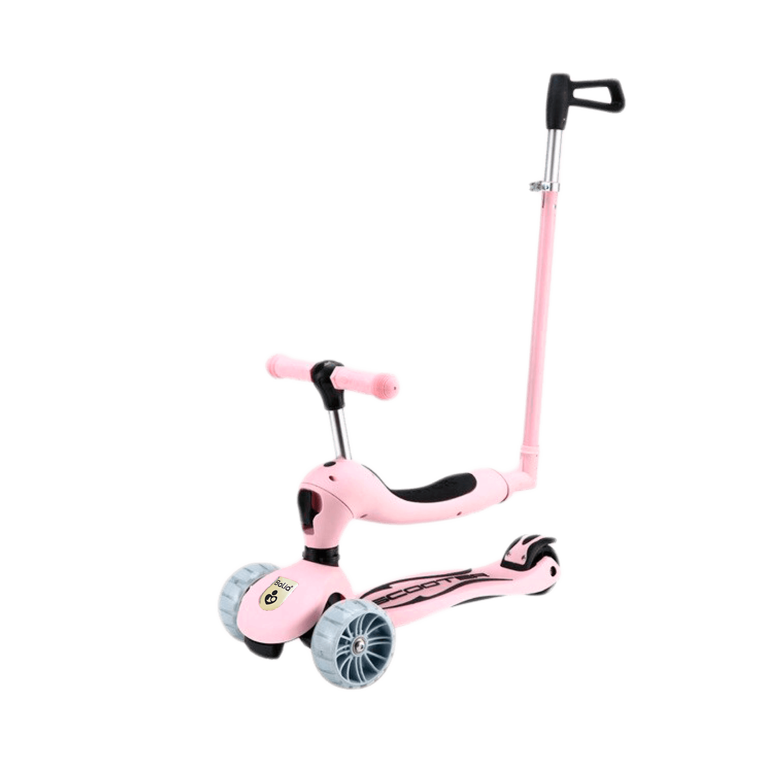 Scooter para niños y niñas 3 en 1 Balia en color rosa, diseñado para diversión y seguridad.