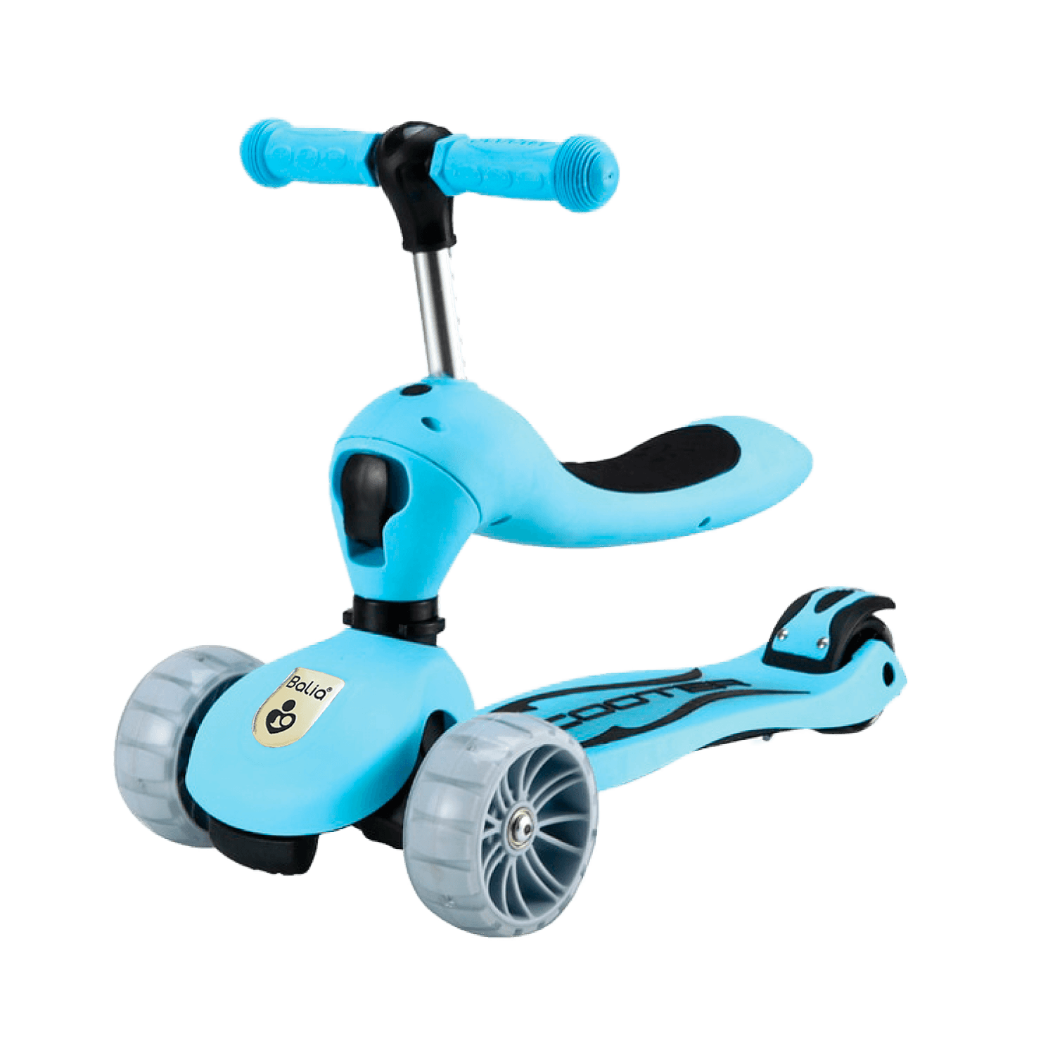 Scooter para niños y niñas 3 en 1 Balia de color azul, perfecto para la diversión segura y versátil.