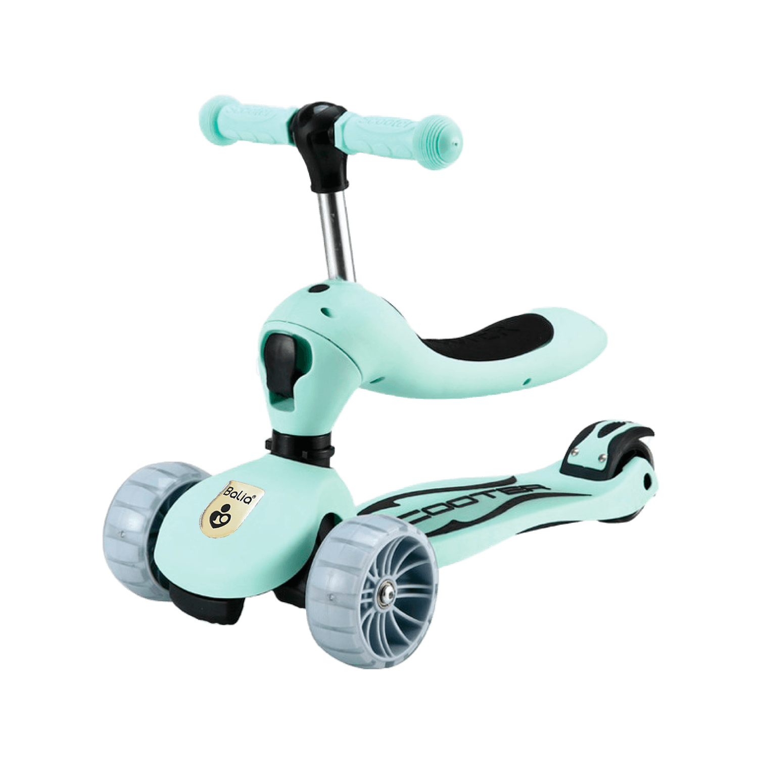 Scooter para niños y niñas 3 en 1 de Balia con diseño práctico y divertido en color azul claro.