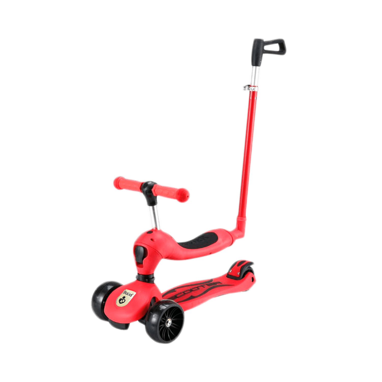 Scooter para niños y niñas 3 en 1 de Balia, divertido y versátil diseño en color rojo, ideal para horas de juego.