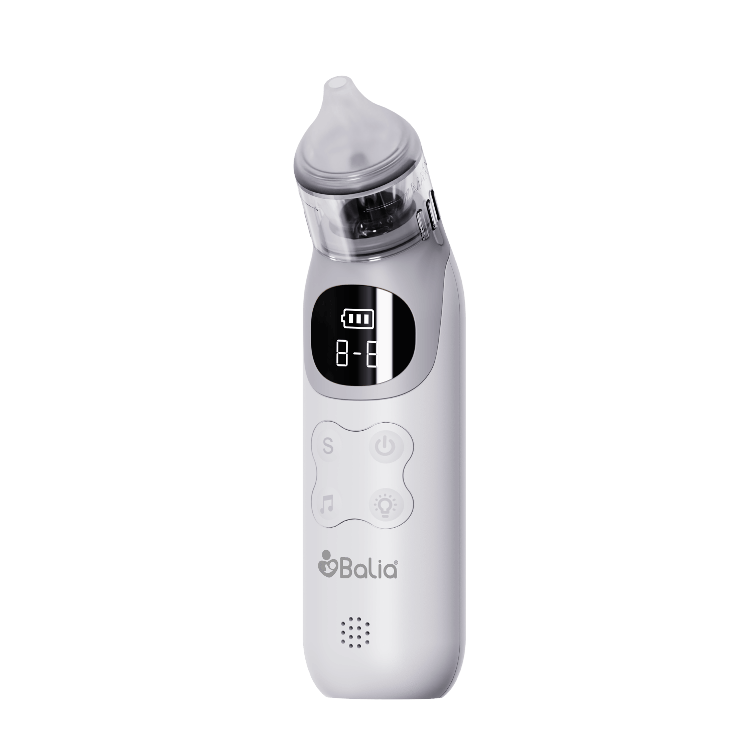 Aspirador nasal Balia con 5 niveles de succión y adaptadores, ideal para aliviar la congestión nasal en bebés.