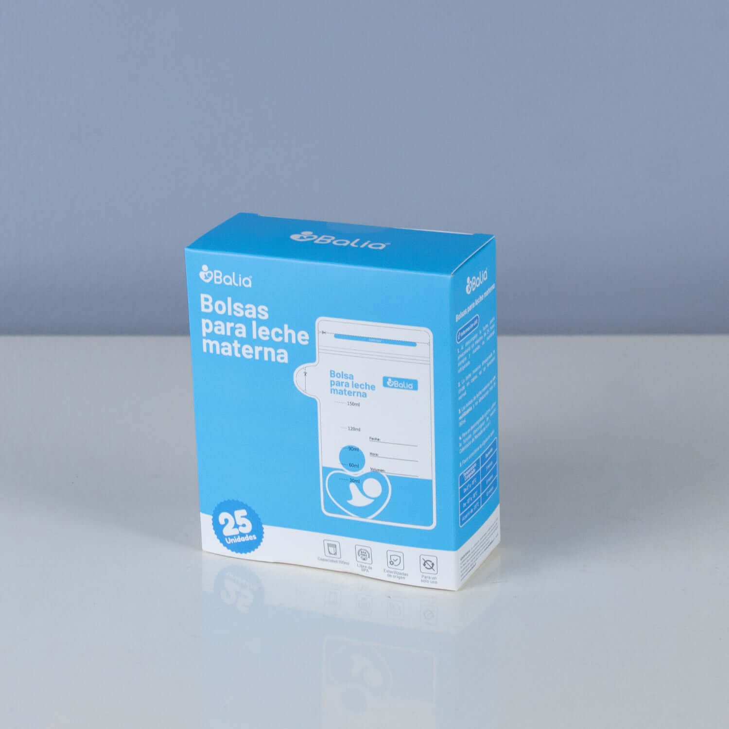 Kit Lactancia de Balia: bolsas para leche materna (25 unidades), ideales para el almacenamiento seguro.