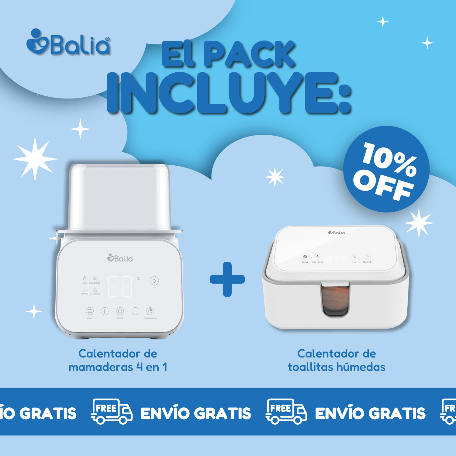 Pack invierno: Calentador de mamaderas 4 en 1 + Calentador de toallitas húmedas + Envío Gratis con Balia