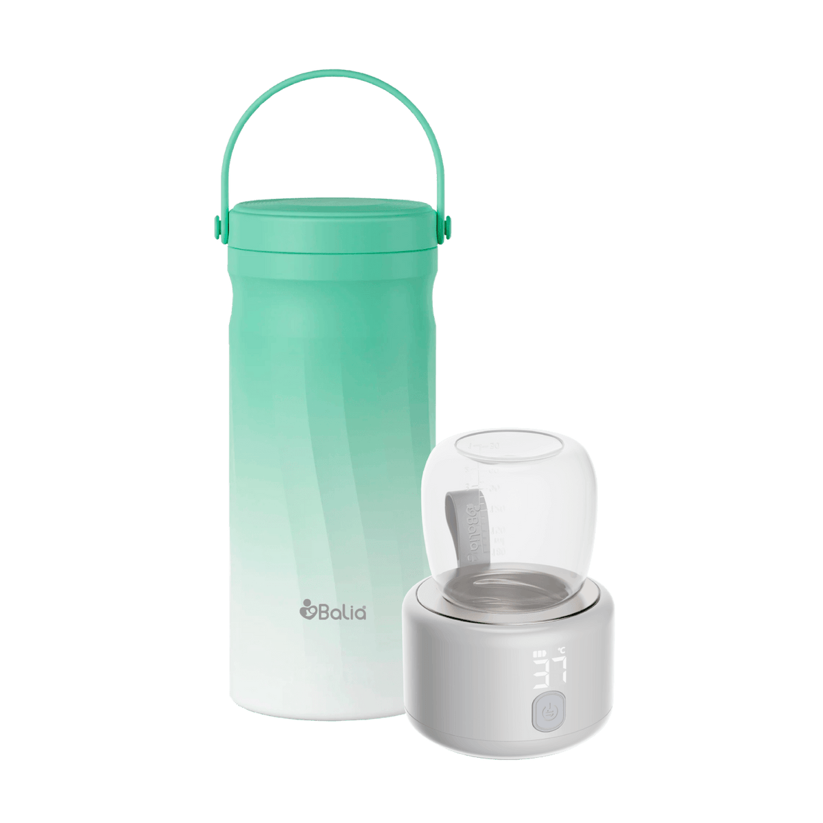 Pack mamá en movimiento: Cooler para leche materna + Calentador portátil de Balia en color verde y blanco