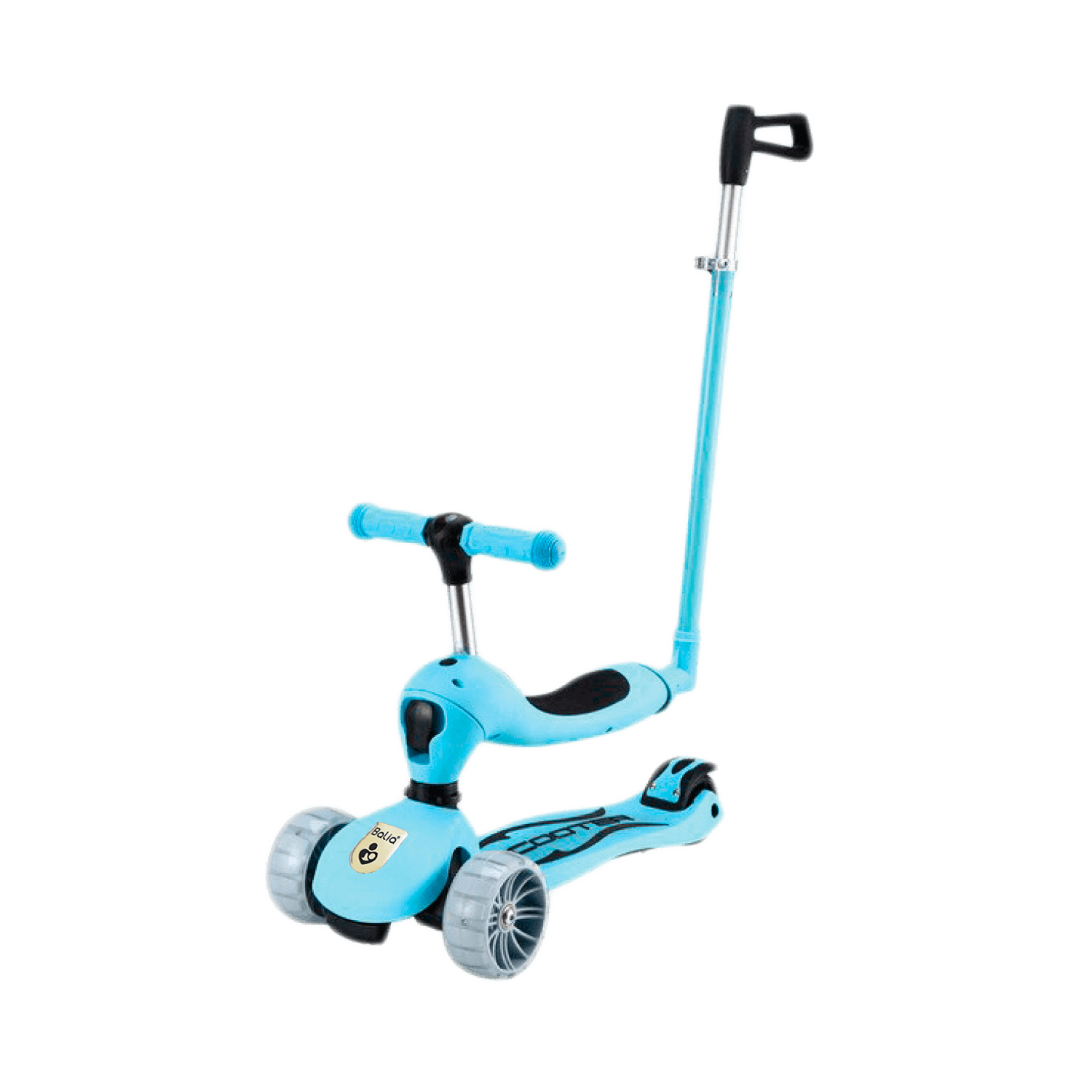 Scooter para niños y niñas 3 en 1 Balia, scooter azul con diseño versátil y tres formas de uso