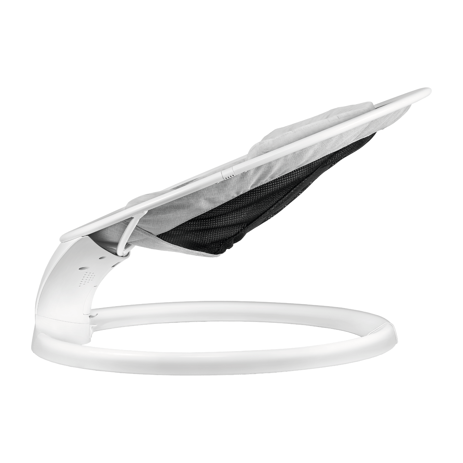 Silla Mecedora para bebé Balia en color blanco y negro, diseñada para ofrecer confort y estimulación a tu pequeño.