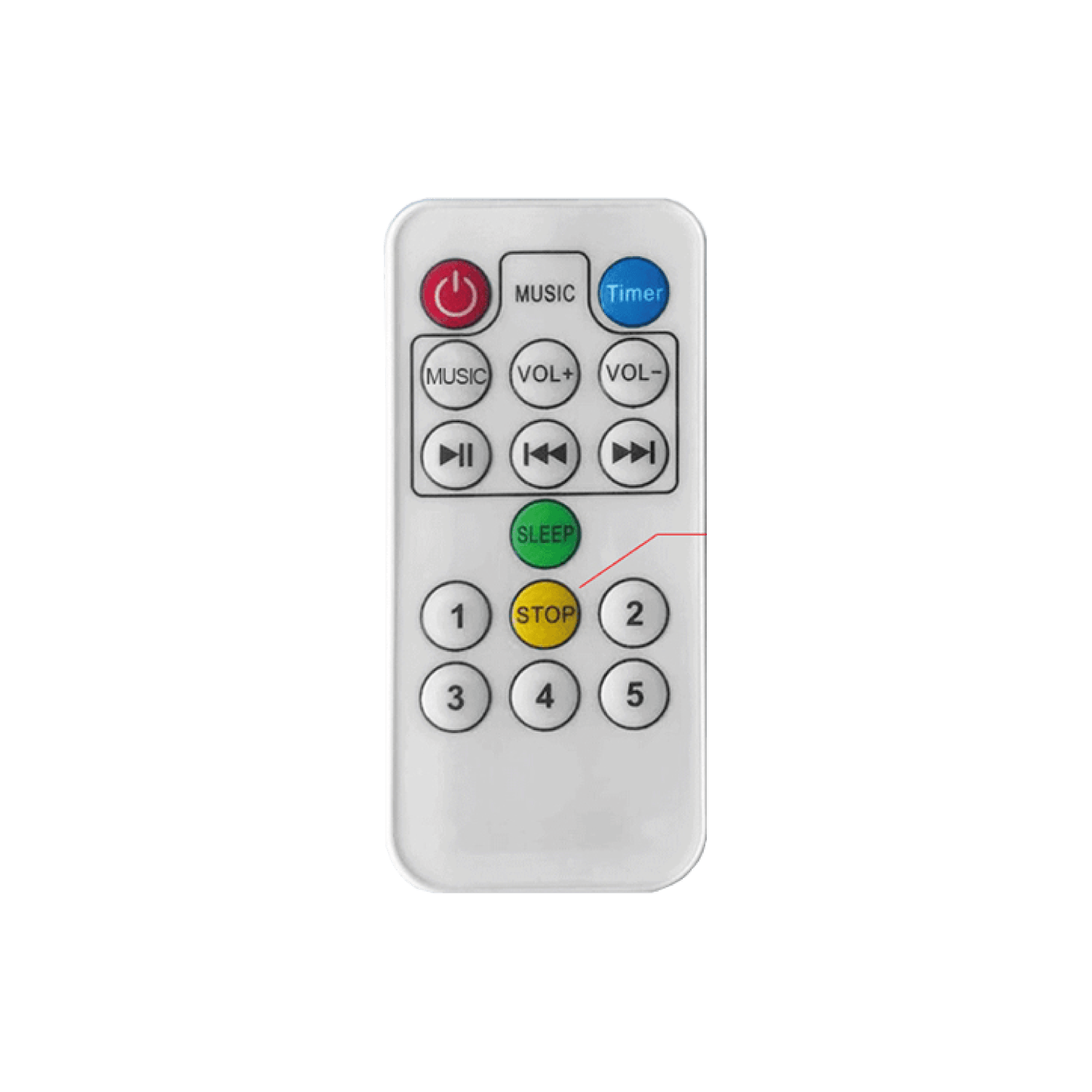 Control remoto para silla mecedora para bebé Balia, con botones de música y temporizador.